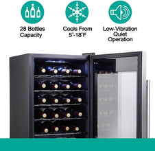 Kalamera 28 bottles Wine fridge mini wine cooler free standing glass door drink cellar stainless steel beverage refrigerator