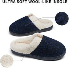 JOUSEN Men Slippers Winter 2 Pairs Warm Home House Shoes Indoor Outdoor Memory Foam Anti-Slip Slippers for Women