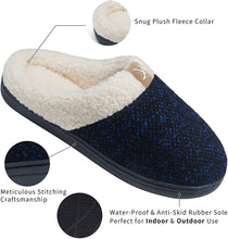 JOUSEN Men Slippers Winter 2 Pairs Warm Home House Shoes Indoor Outdoor Memory Foam Anti-Slip Slippers for Women