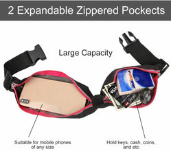 Akalas Running Belt - 2 pockets, No-Bounce Sweatproof Waist Pack Bag UK